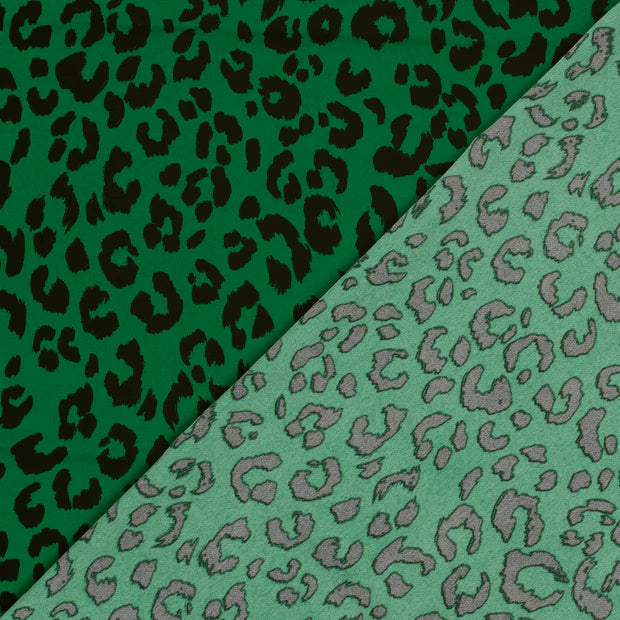 POLYESTER EXTENSIBLE EPAIS IMPRIME Léopard Vert