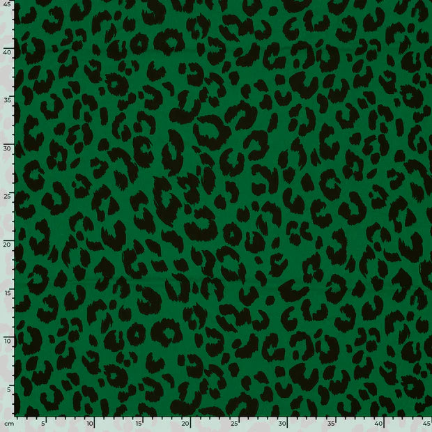 POLYESTER EXTENSIBLE EPAIS IMPRIME Léopard Vert