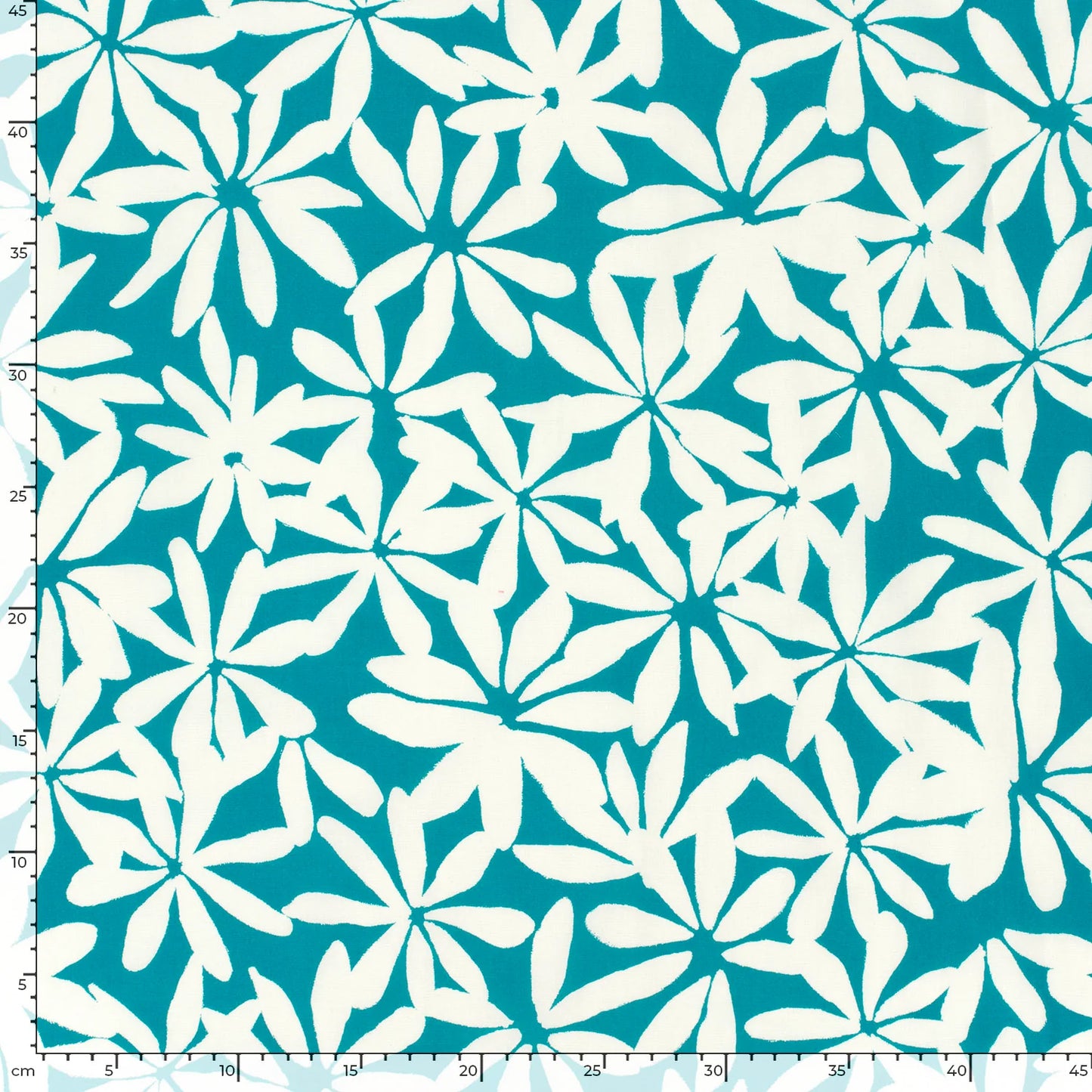 VOILE DE COTON IMPRIME Fleurs Bi couleur menthe
