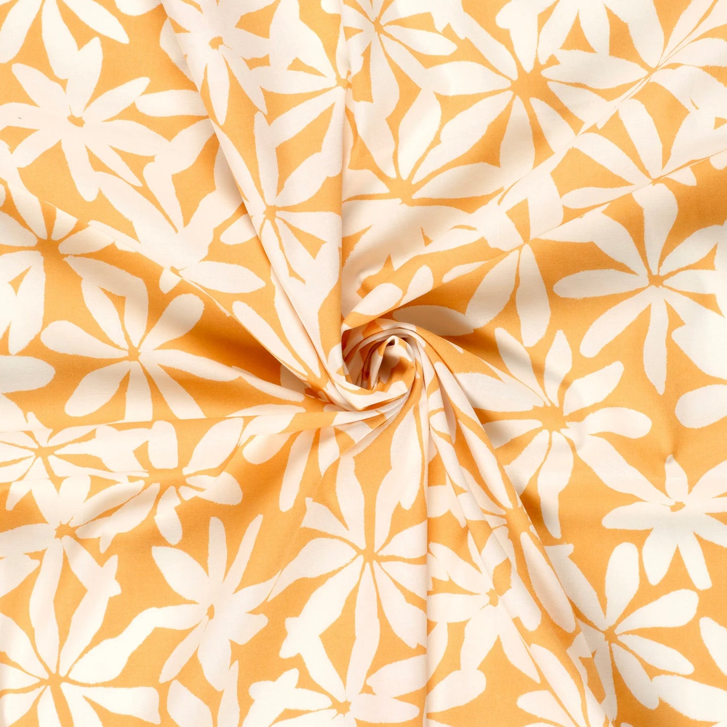 VOILE DE COTON IMPRIME Fleurs Bi couleur Jaune