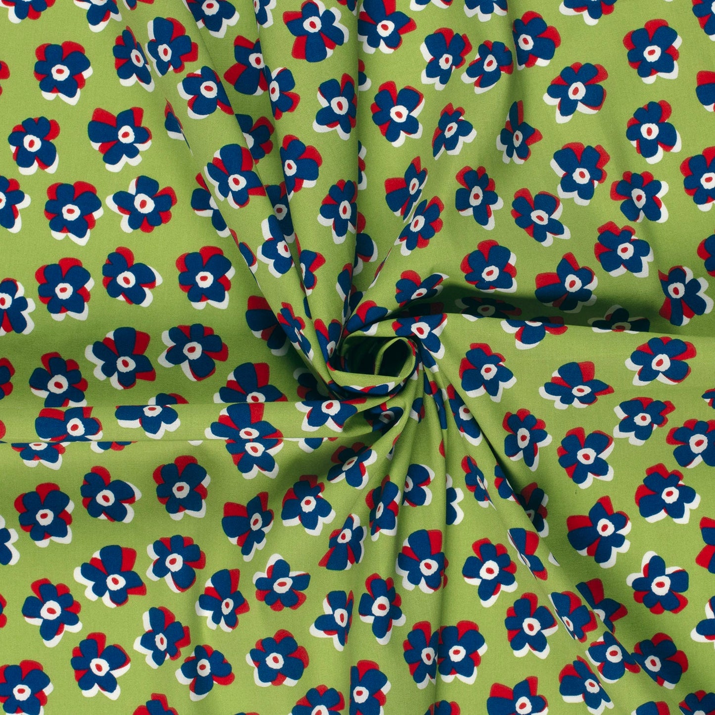 COTON ELASTHANNE à Fleurs fond vert
