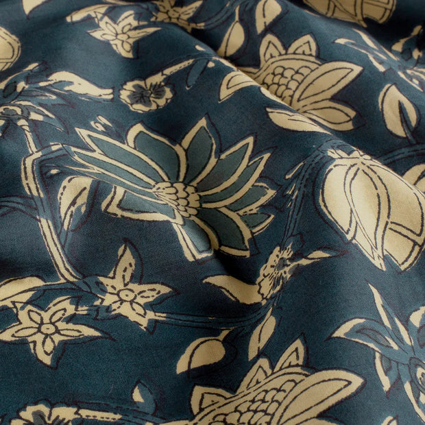 VOILE DE COTON IMPRIME Indien Bleu