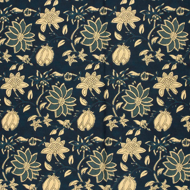 VOILE DE COTON IMPRIME Indien Bleu