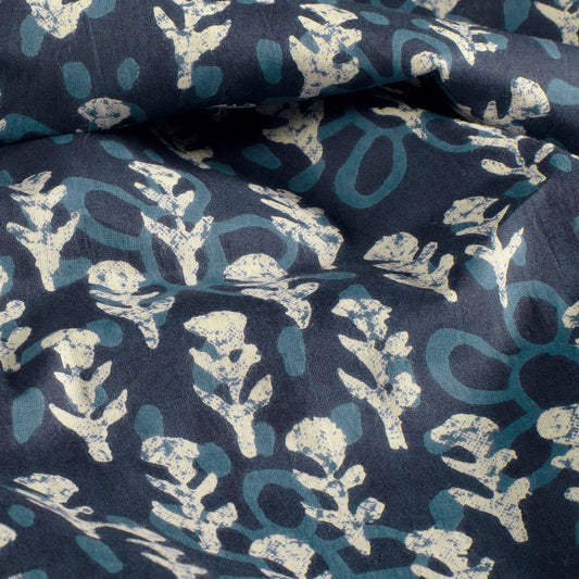 VOILE DE COTON IMPRIME Indien Bleu