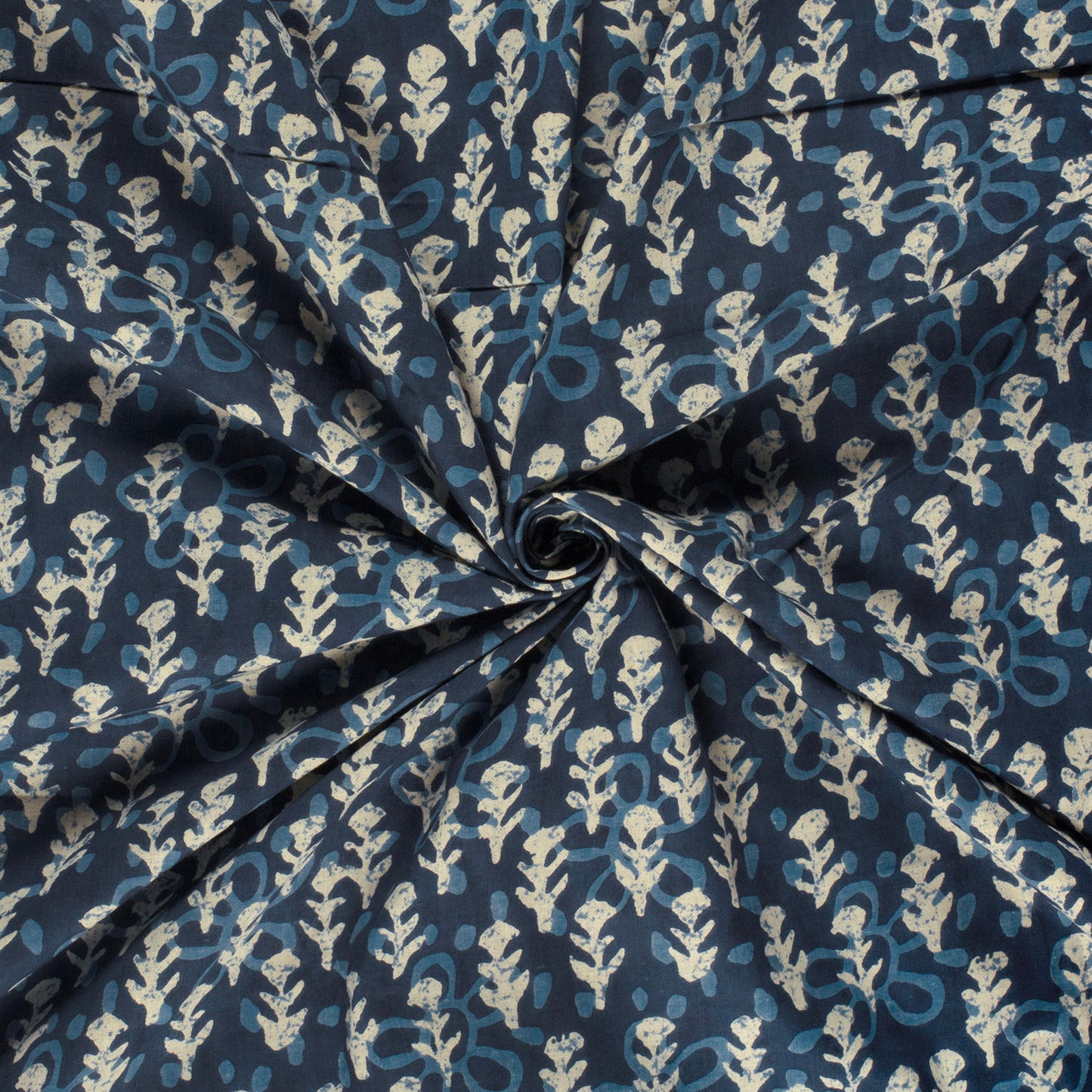 VOILE DE COTON IMPRIME Indien Bleu
