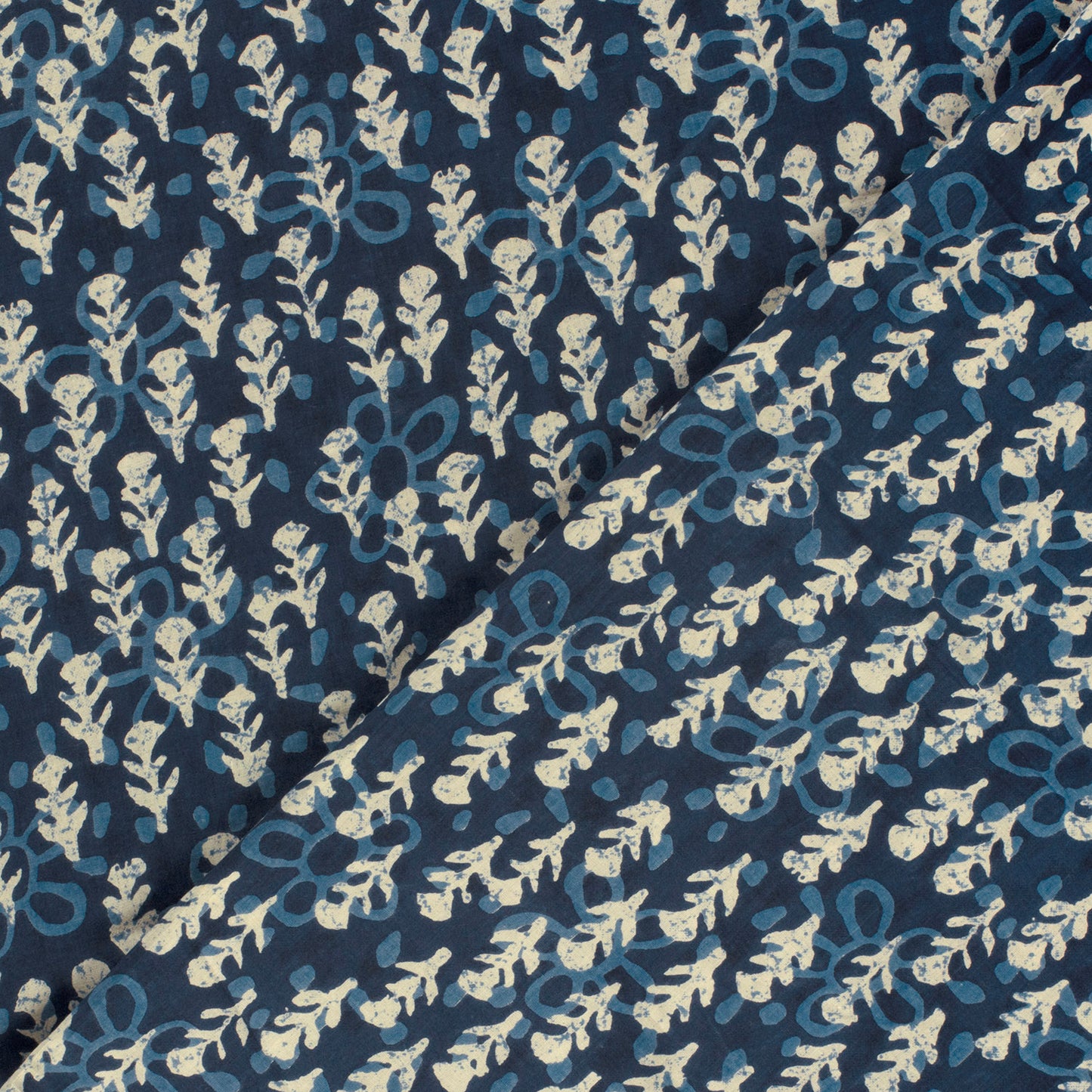 VOILE DE COTON IMPRIME Indien Bleu