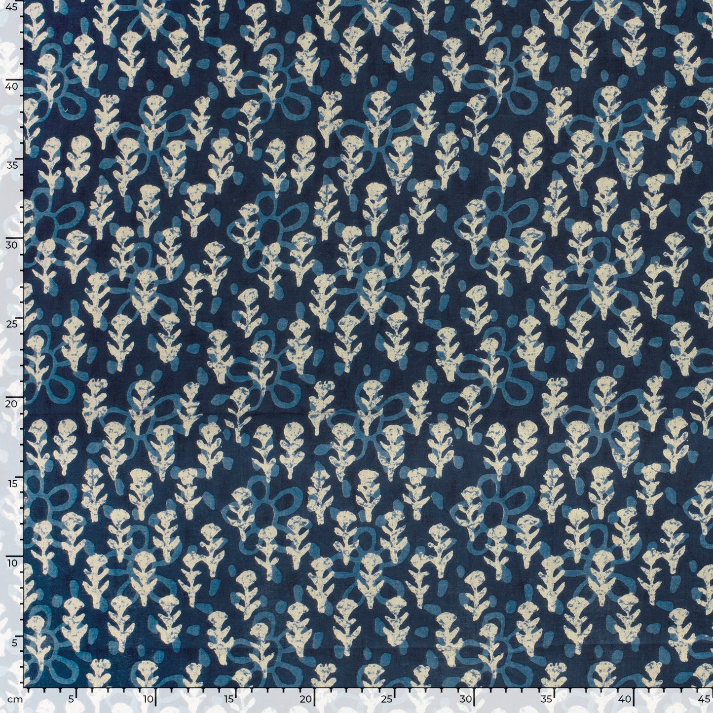 VOILE DE COTON IMPRIME Indien Bleu