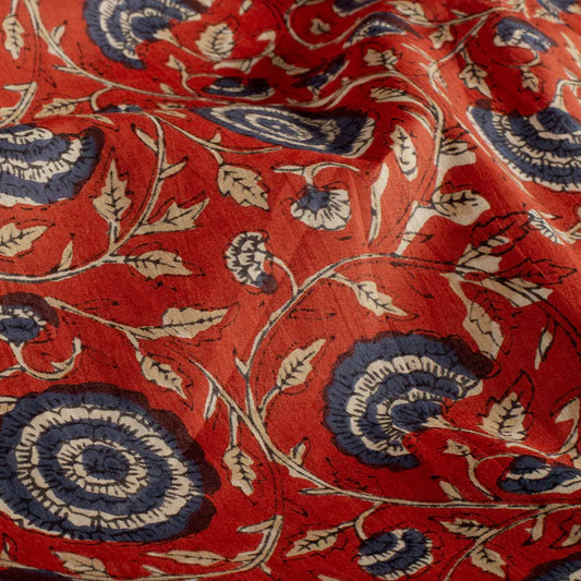 VOILE DE COTON IMPRIME Indien Brique