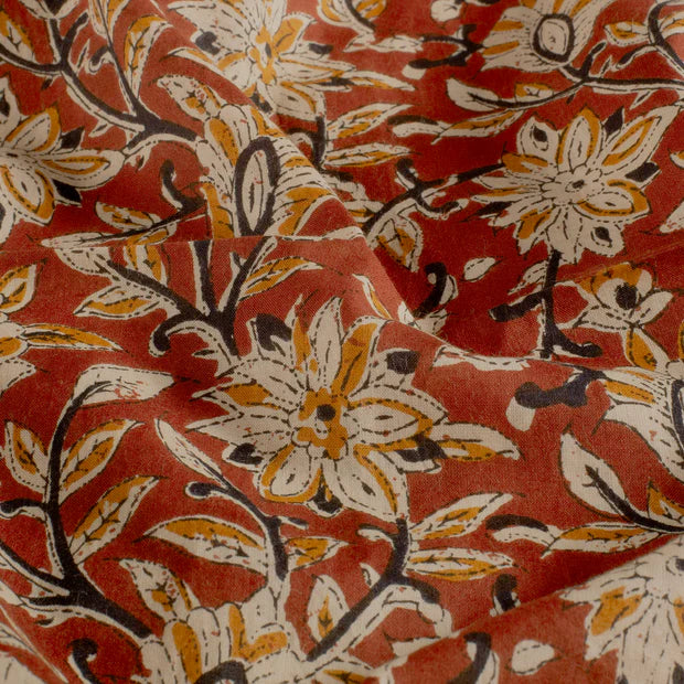 VOILE DE COTON IMPRIME Indien Terracotta