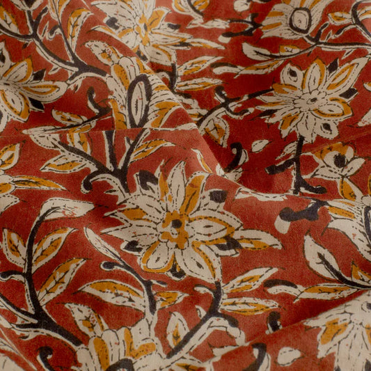 VOILE DE COTON IMPRIME Indien Terracotta