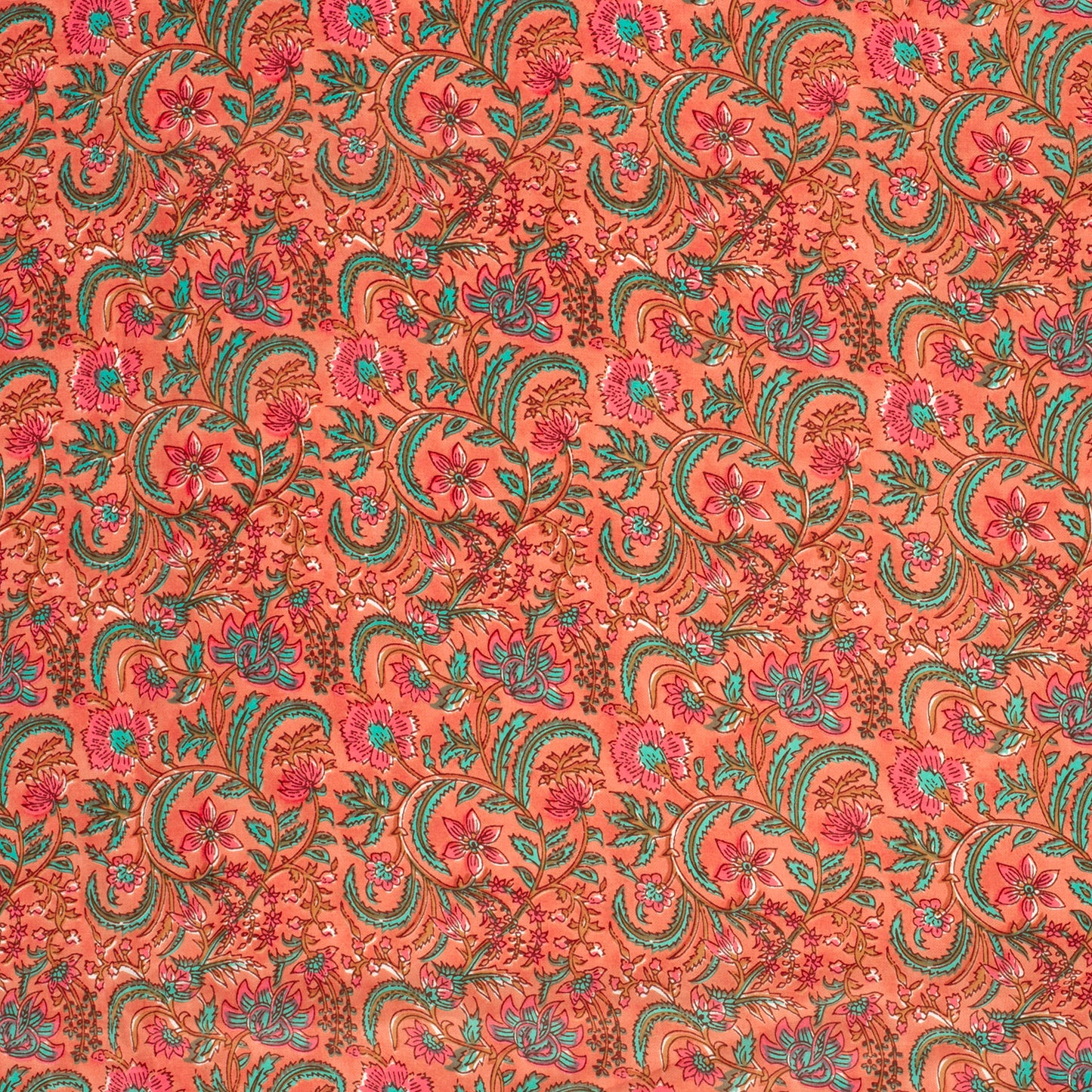 VOILE DE COTON IMPRIME Indien Orangé