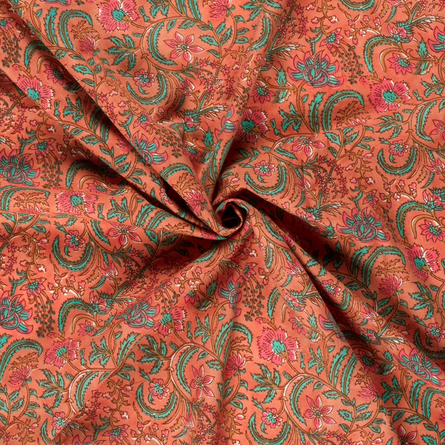 VOILE DE COTON IMPRIME Indien Orangé