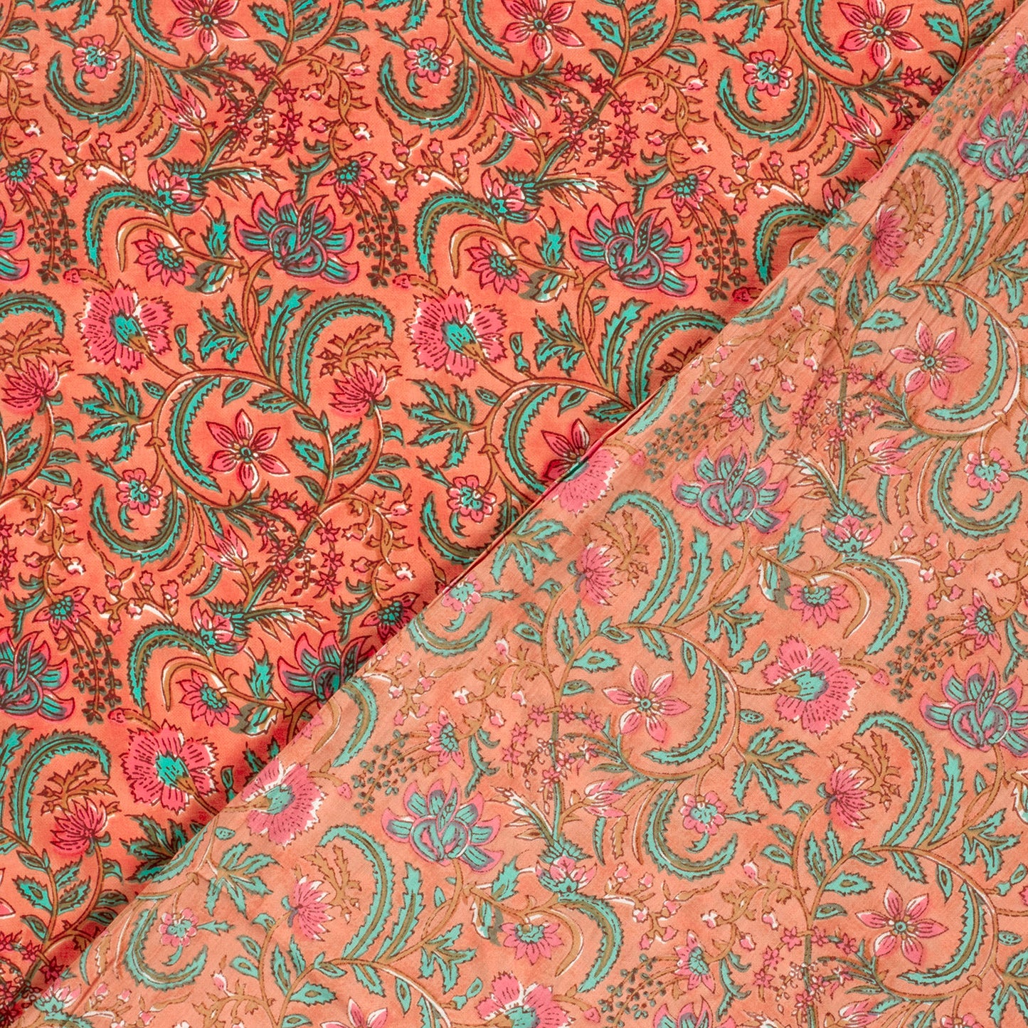 VOILE DE COTON IMPRIME Indien Orangé