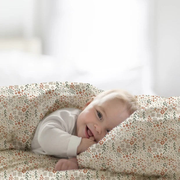 COTON IMPRIME Fleuris Naturel