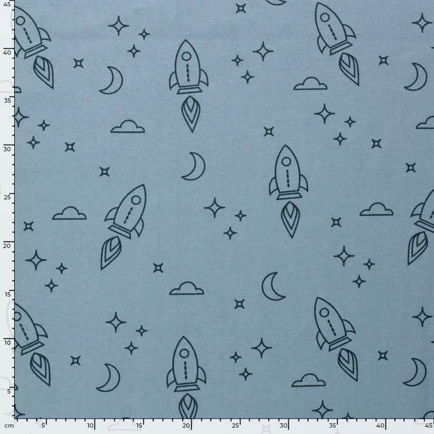 COTON GRATTE IMPRIME Fusée Bleu