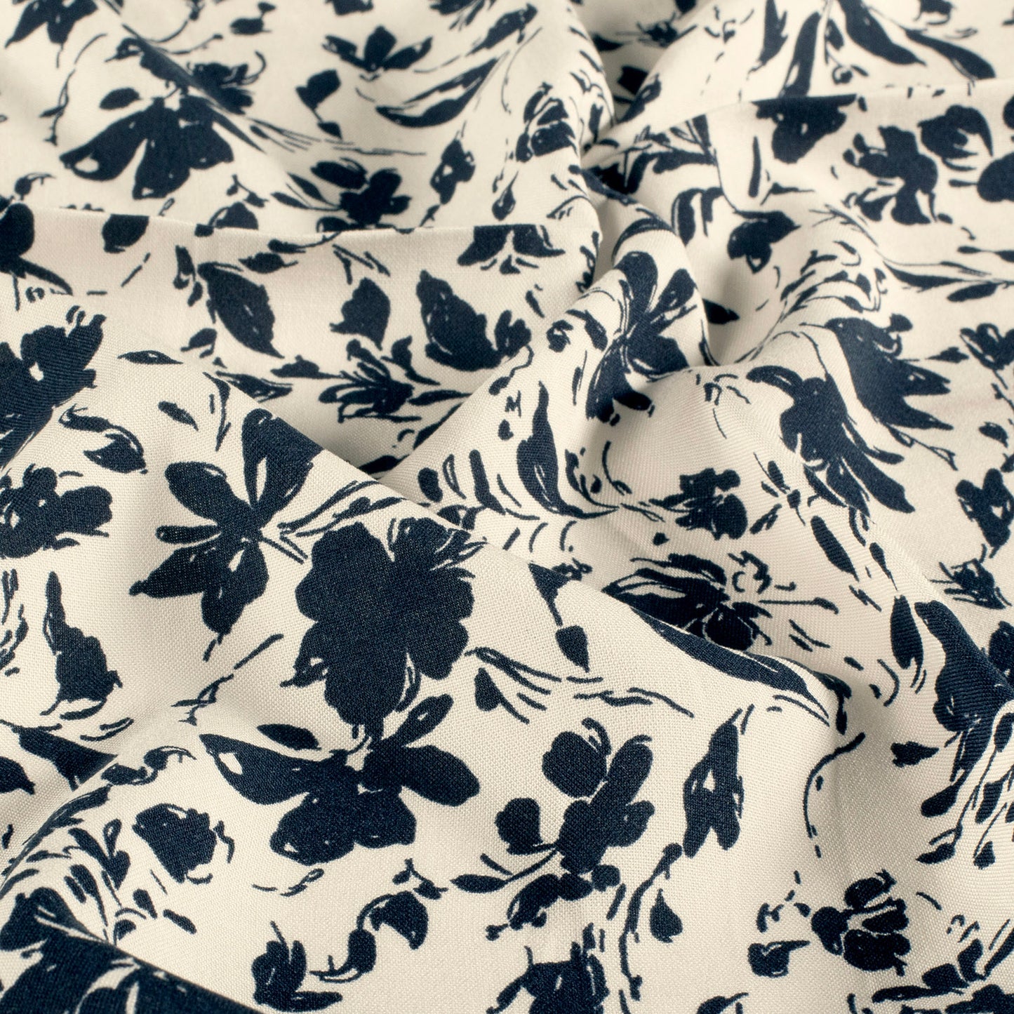 VISCOSE DE BAMBOU IMPRIMEE FLEURS BI COLOR Bleu