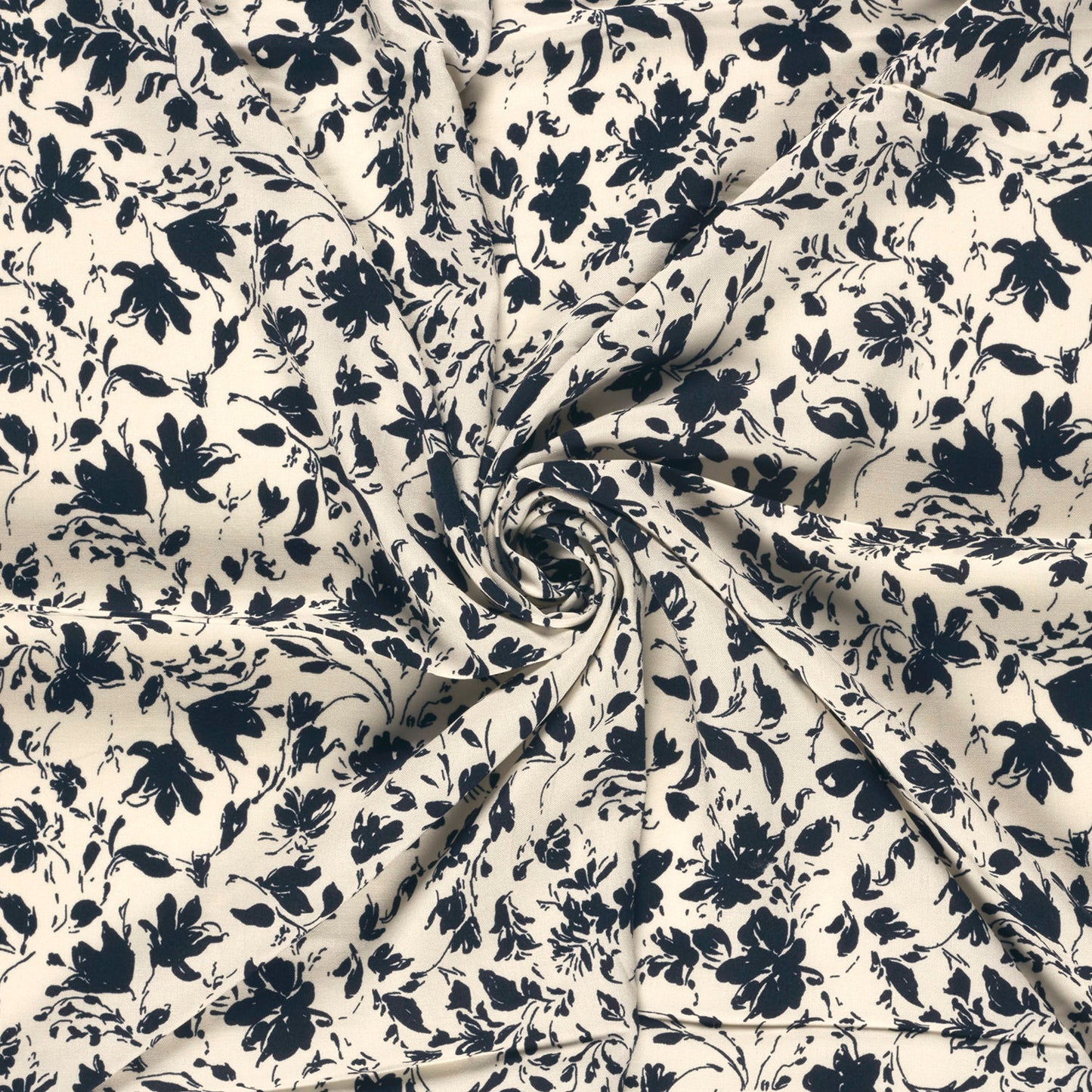 VISCOSE DE BAMBOU IMPRIMEE FLEURS BI COLOR Bleu