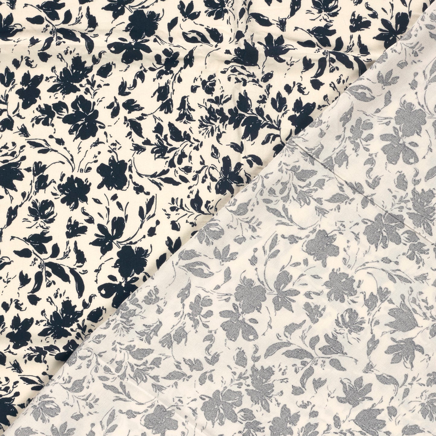 VISCOSE DE BAMBOU IMPRIMEE FLEURS BI COLOR Bleu