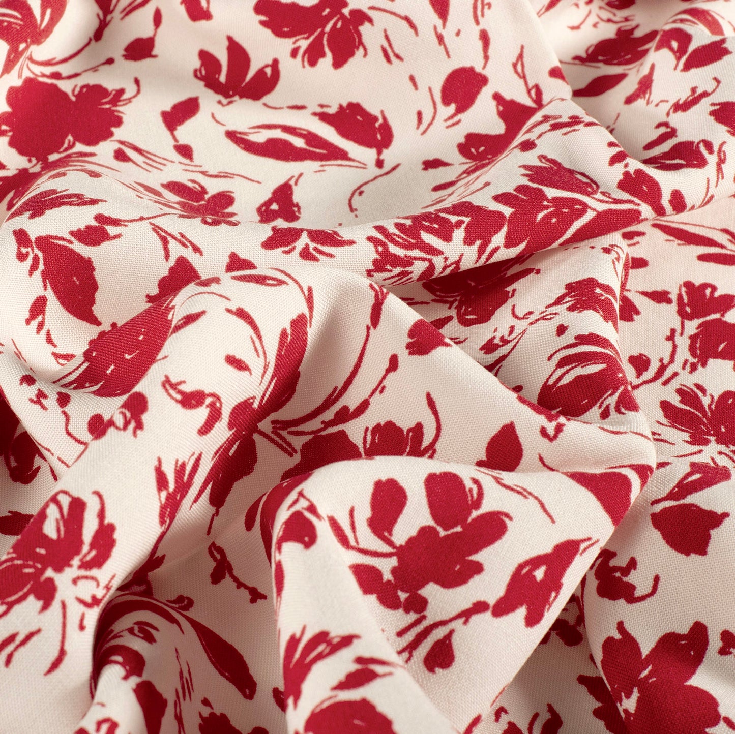 VISCOSE DE BAMBOU IMPRIMEE FLEURS BI COLOR Rouge
