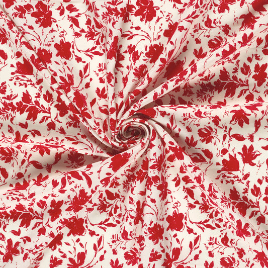 VISCOSE DE BAMBOU IMPRIMEE FLEURS BI COLOR Rouge