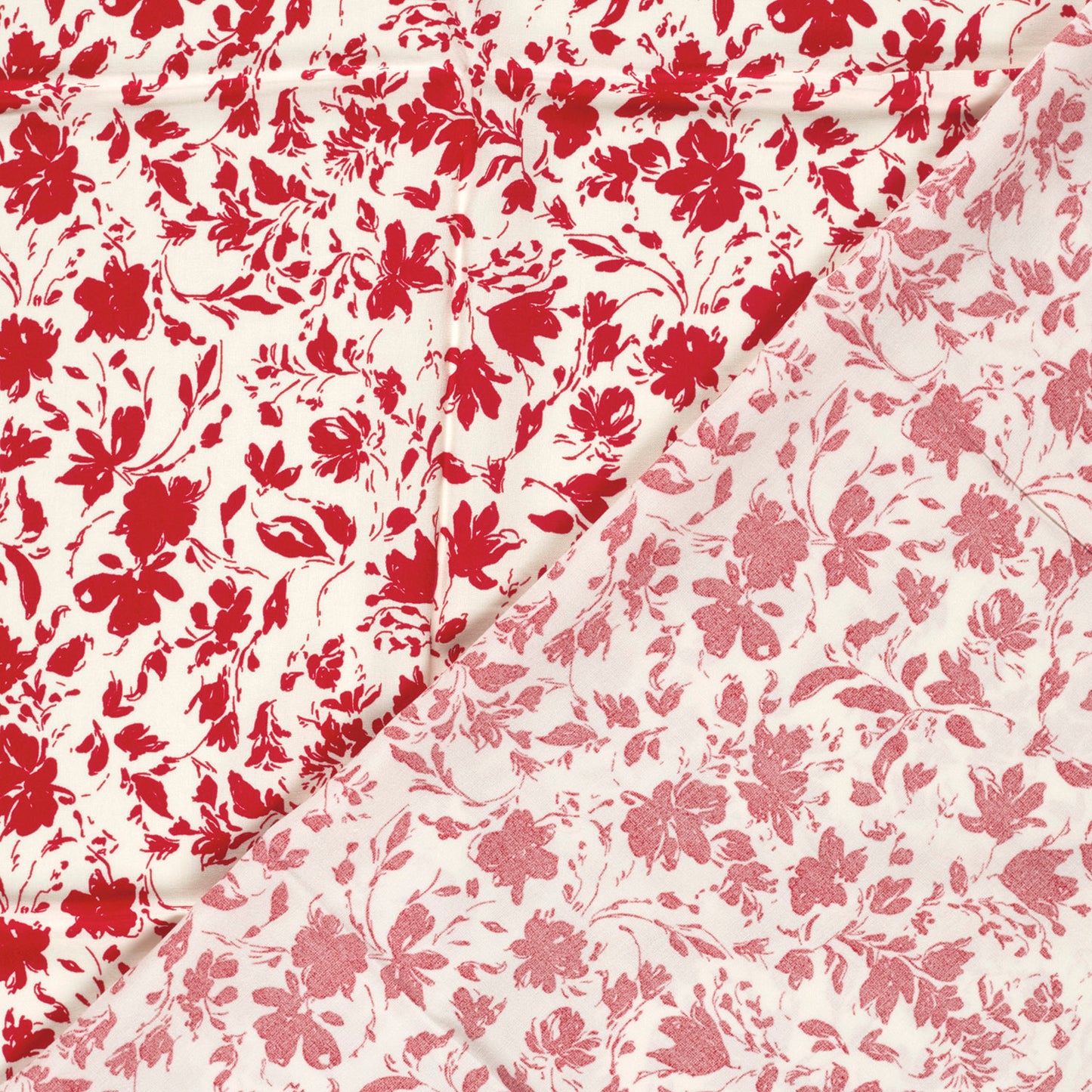 VISCOSE DE BAMBOU IMPRIMEE FLEURS BI COLOR Rouge