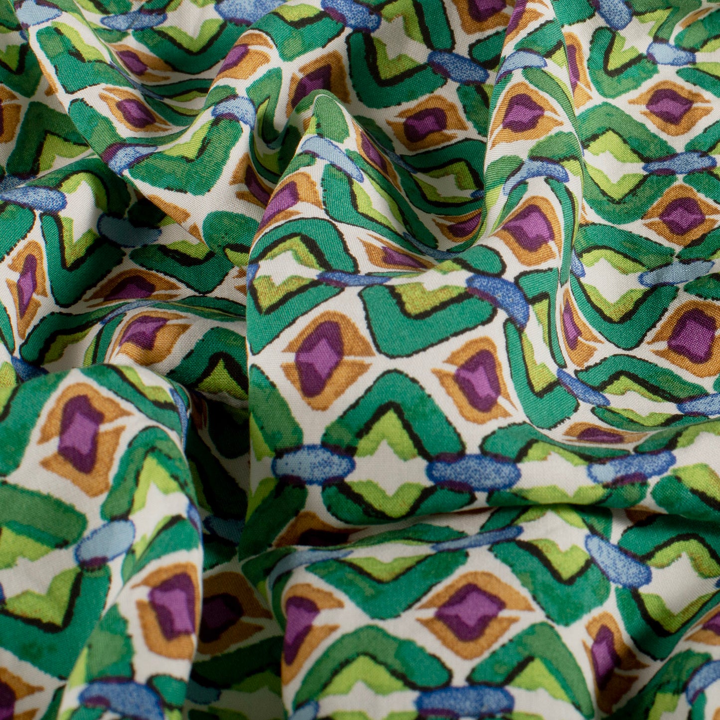 VISCOSE IMPRIMEE Motifs Abstraits Vert