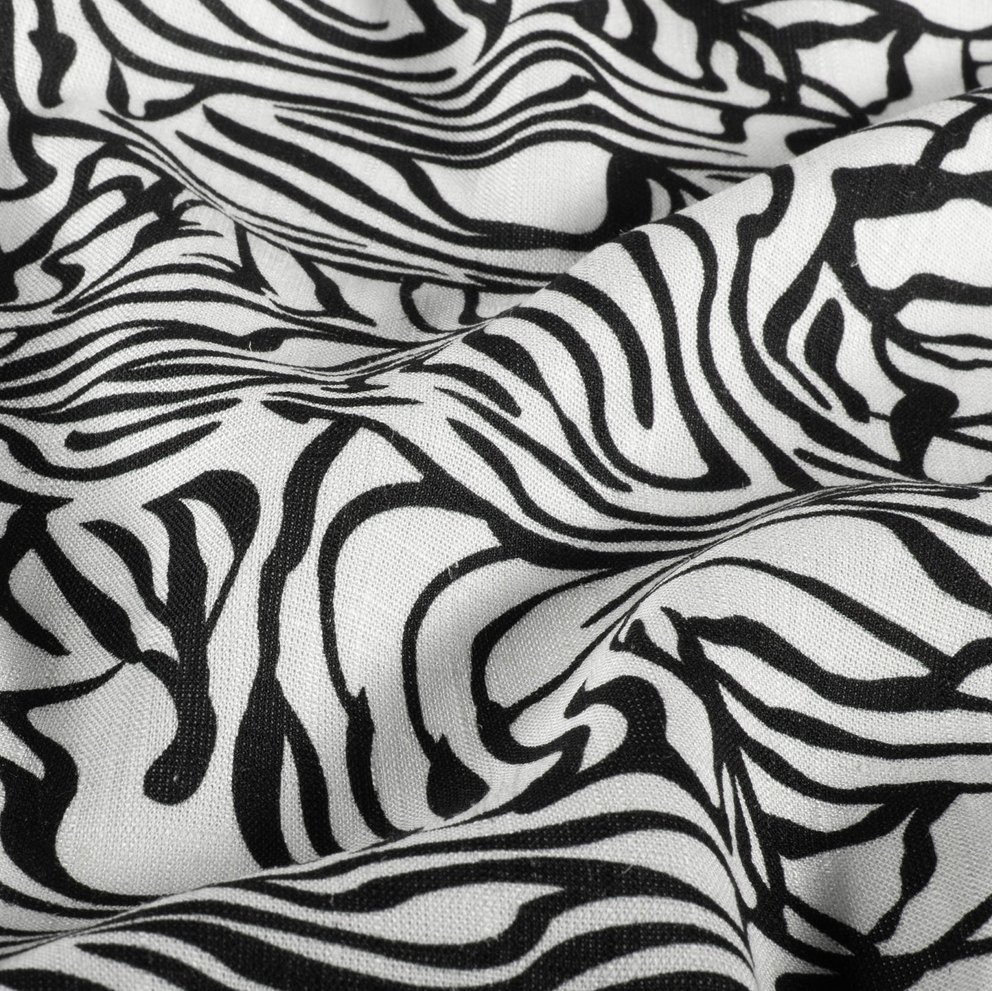 VISCOSE LIN IMPRIME Zebre Noir et blanc