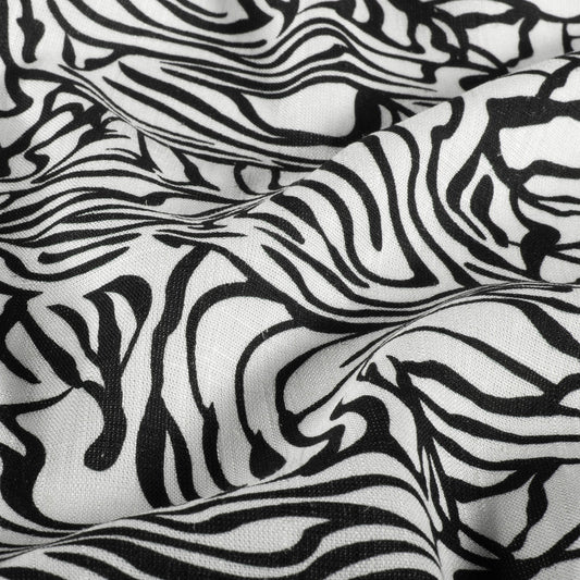 VISCOSE LIN IMPRIME Zebre Noir et blanc