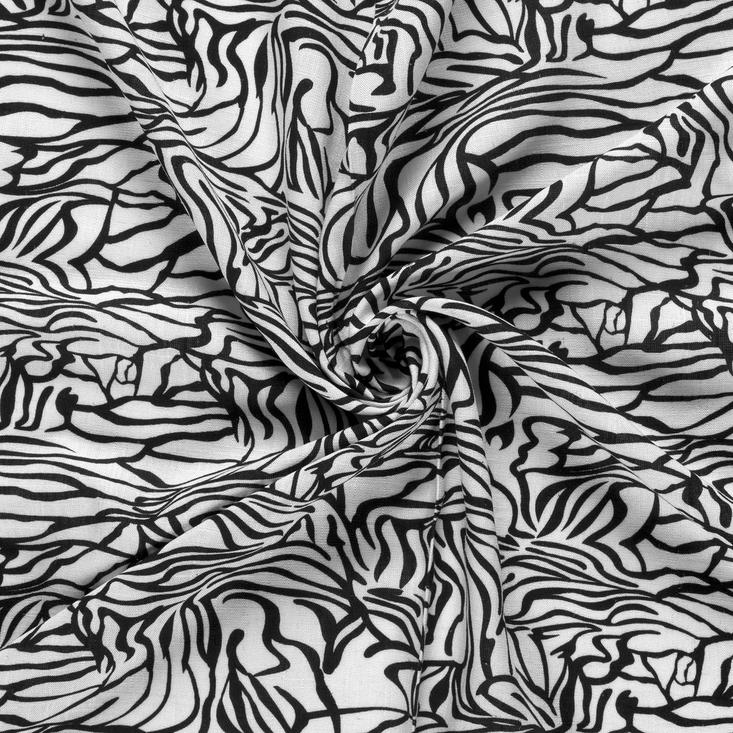 VISCOSE LIN IMPRIME Zebre Noir et blanc