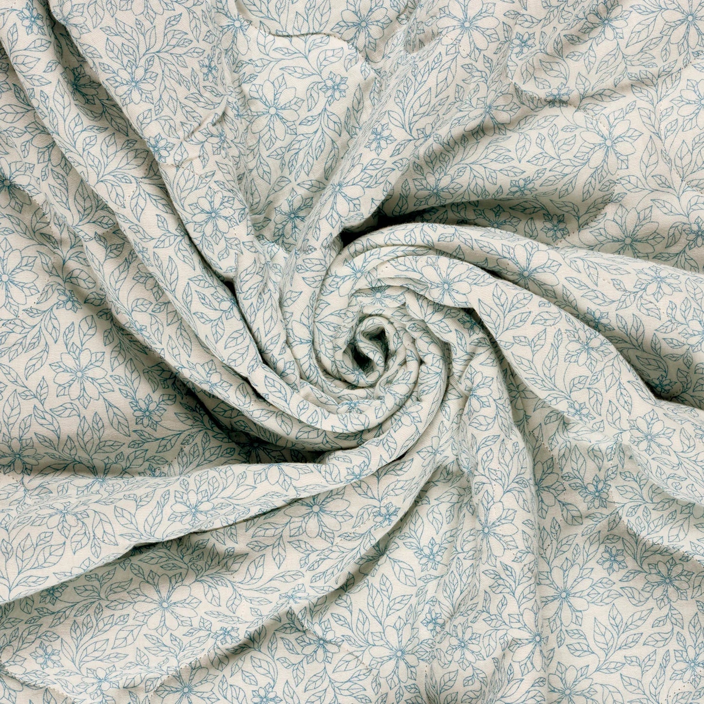 MATELASSE IMPRIME DOUBLE GAZE Marine et Ciel