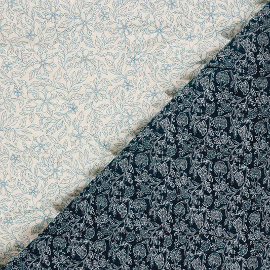 MATELASSE IMPRIME DOUBLE GAZE Marine et Ciel