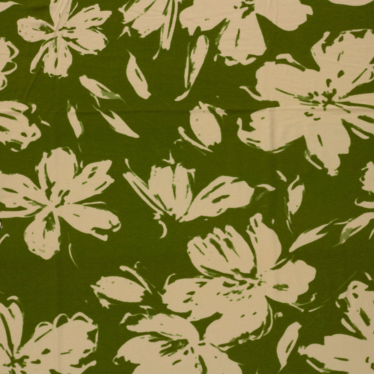 JERSEY VISCOSE IMPRIMEE Grandes Fleurs Bi color Vertes