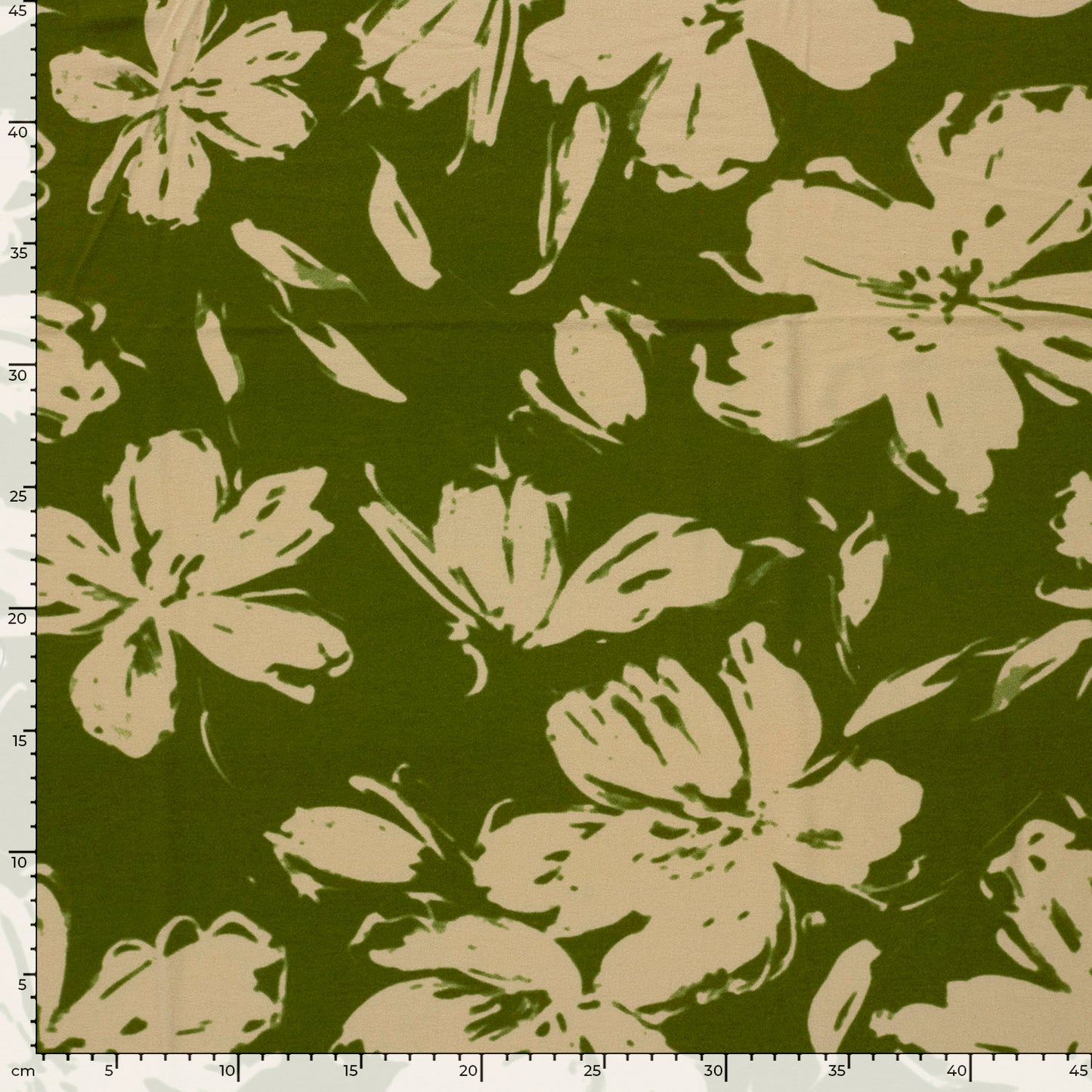 JERSEY VISCOSE IMPRIMEE Grandes Fleurs Bi color Vertes