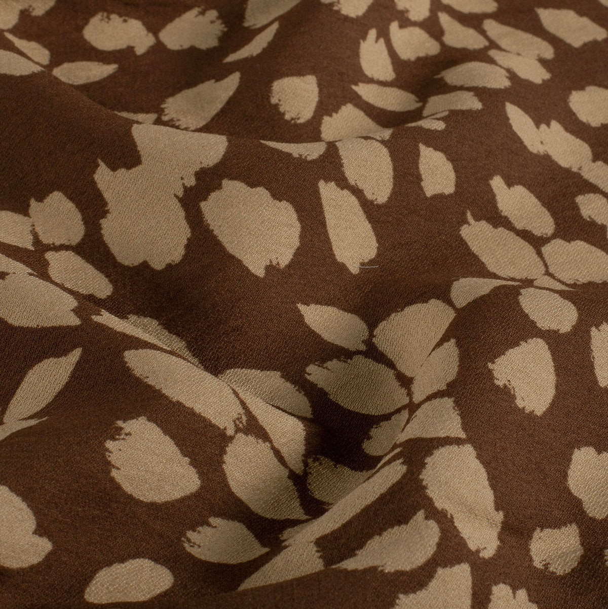 VISCOSE TWILL IMPRIMEE Feuilles Bi couleur Marron et Beige