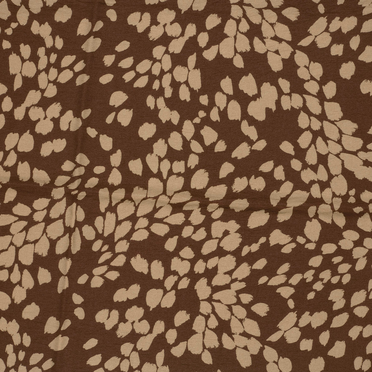 VISCOSE TWILL IMPRIMEE Feuilles Bi couleur Marron et Beige