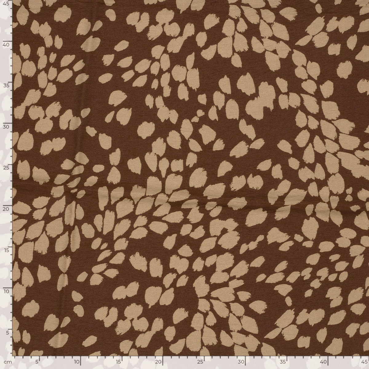 VISCOSE TWILL IMPRIMEE Feuilles Bi couleur Marron et Beige