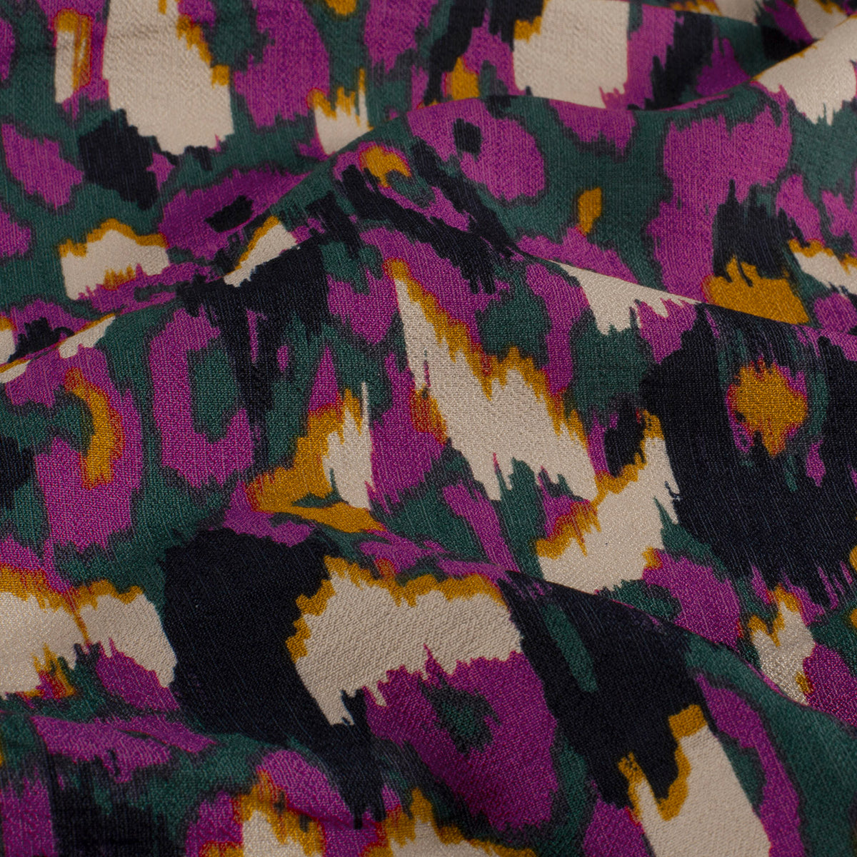 VISCOSE TWILL IMPRIMEE Graou Abstrait Violet et Bleu Canard