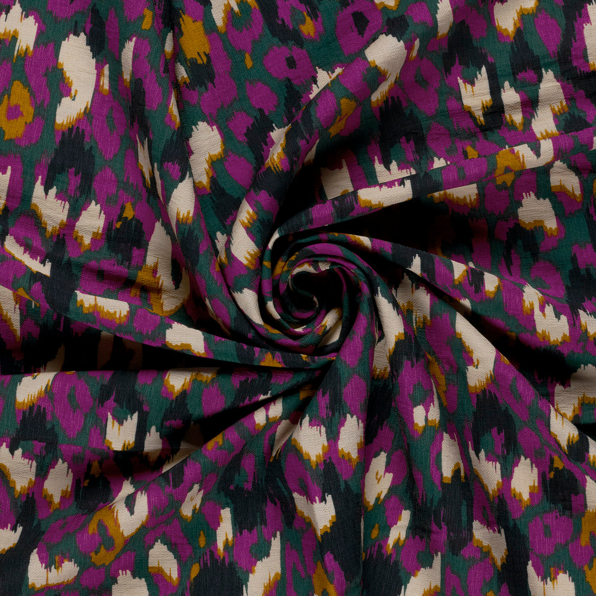 VISCOSE TWILL IMPRIMEE Graou Abstrait Violet et Bleu Canard