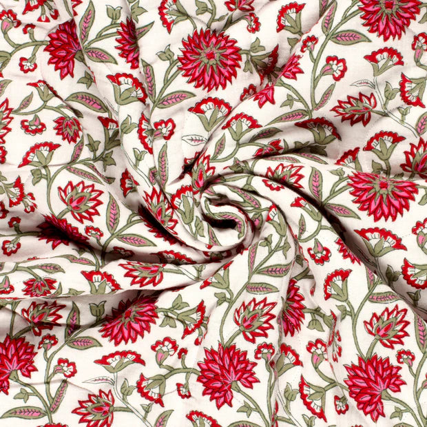 MATELASSE IMPRIME DOUBLE GAZE Kaki et Rose