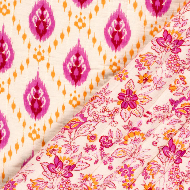 MATELASSE IMPRIME DOUBLE GAZE Rose et Orange