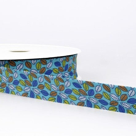 BIAIS IMPRIME Feuilles Bleu-20 cm