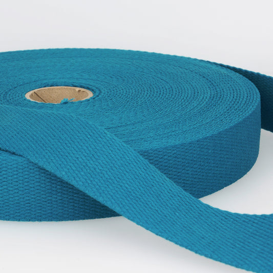 SANGLE COTON Bleu canard-25mm