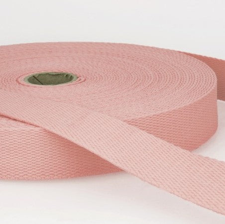 SANGLE COTON Vieux rose-25mm