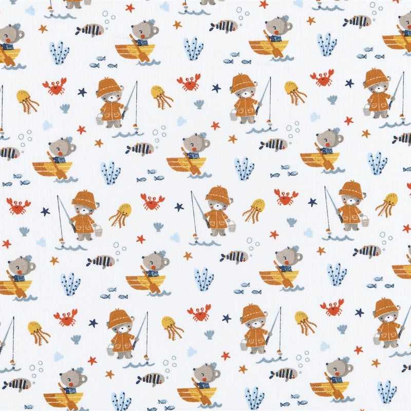 COTON MOTIF imprimé mer