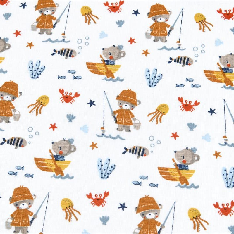 COTON MOTIF imprimé mer