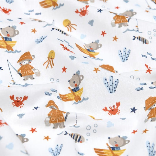 COTON MOTIF imprimé mer