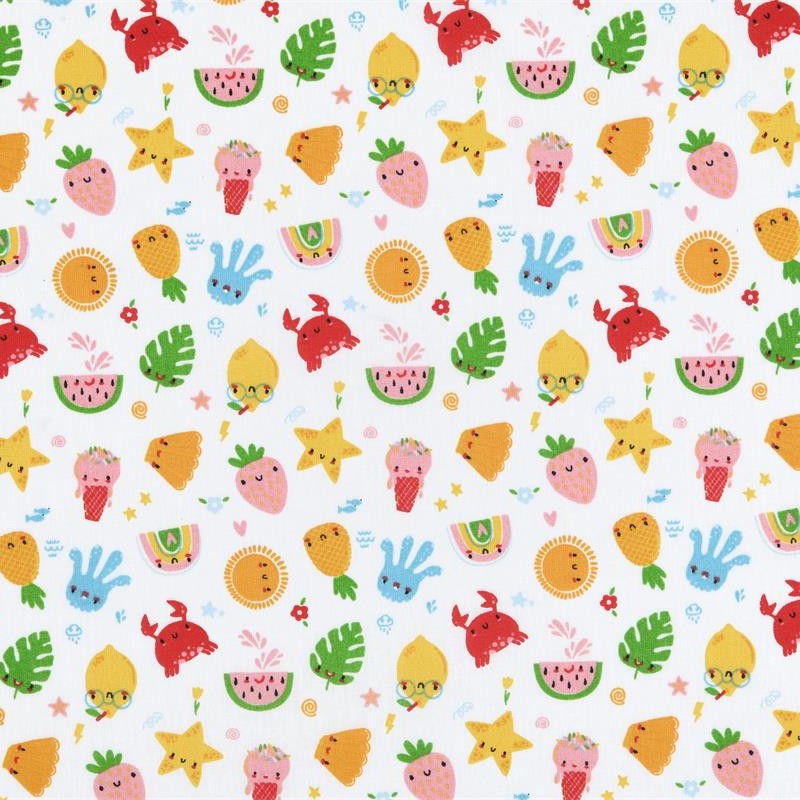 COTON MOTIF imprimé fruits