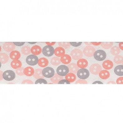 BIAIS IMPRIME Boutons Rose Gris-20 cm