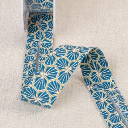 BIAIS IMPRIME Fleurs Graphiques Bleu-27cm
