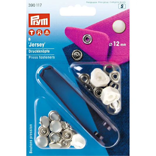 PRESSION METAL JERSEY Argent Nacré 12mm
